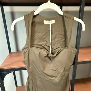 Medium Qinson Olive Green Jumpsuit shorts NWT